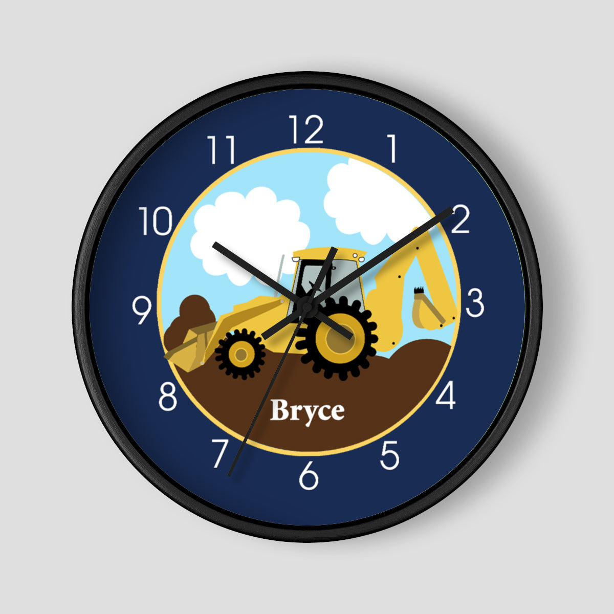 Backhoe Construction Wall Clock - Navy Blue