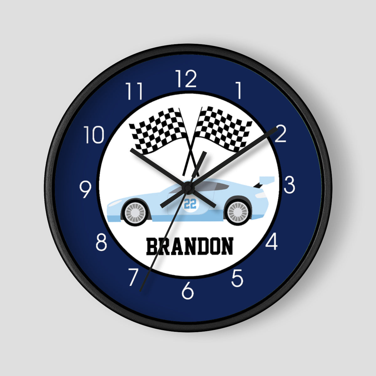 Blue Racecar Boys Wall Clock