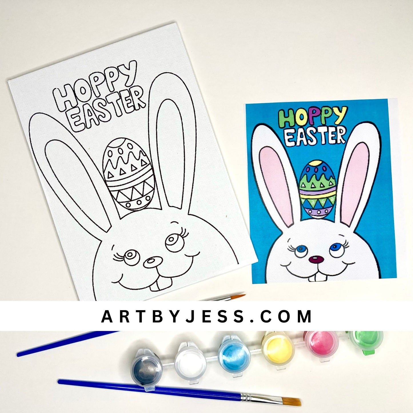 Hoppy Easter Cute Bunny with Egg Easter Theme Paint Kit