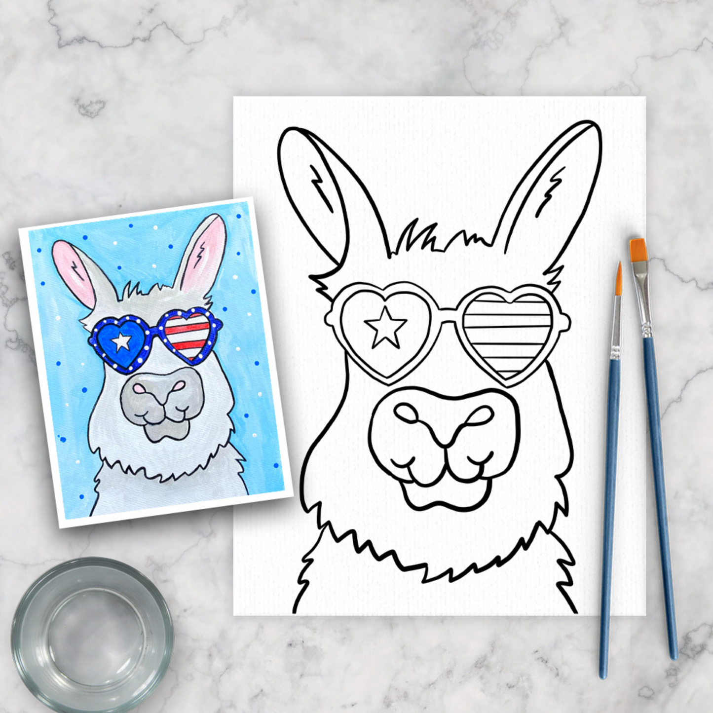 Llama Americana Kids Canvas Art Paint Kit