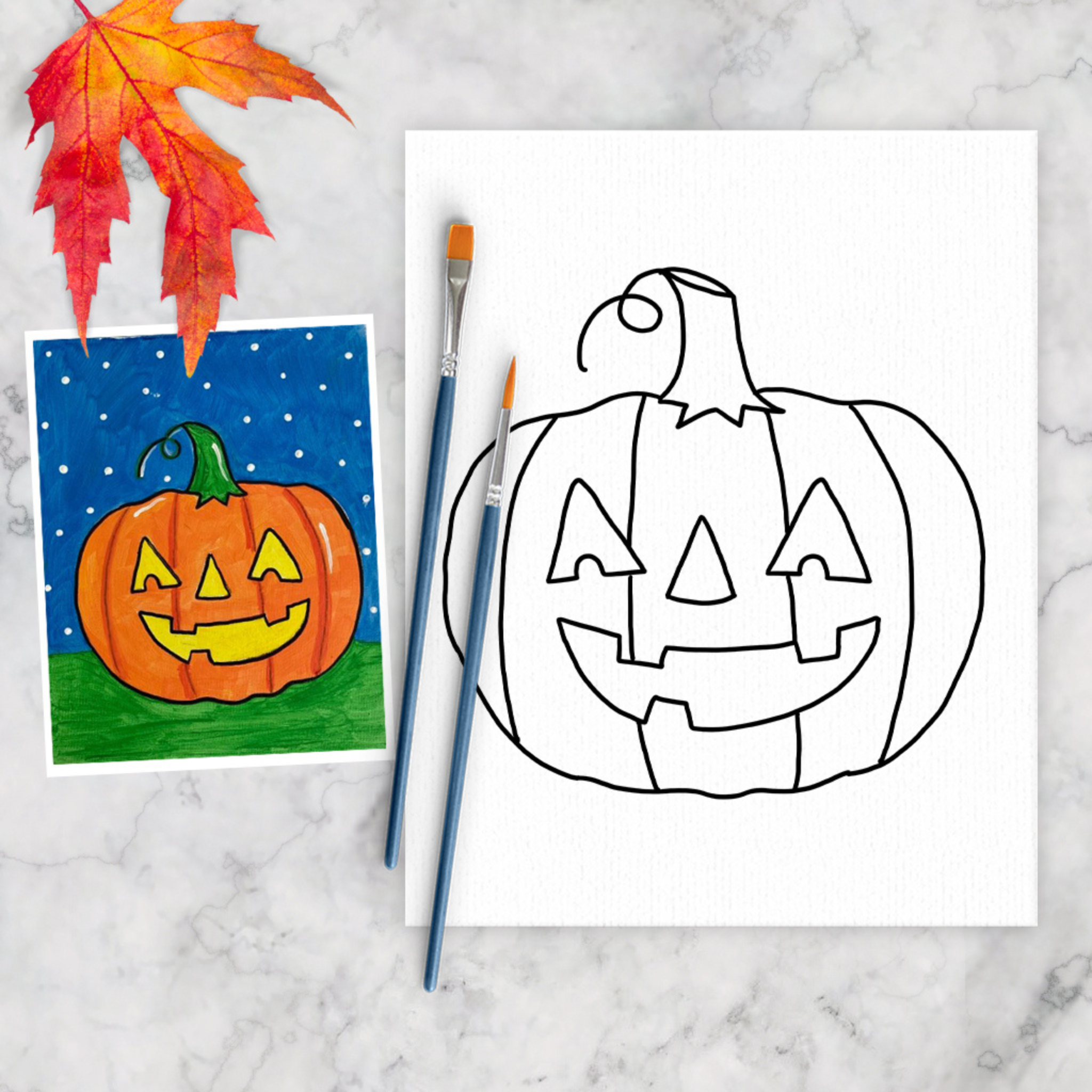 Halloween Paint Party Canvas,kids Paint Party Canvas,halloween DIY Paint Kit,witch,  Pumpkin,pre Drawn/sketched/outlined Canvas,paint and Sip -  Denmark