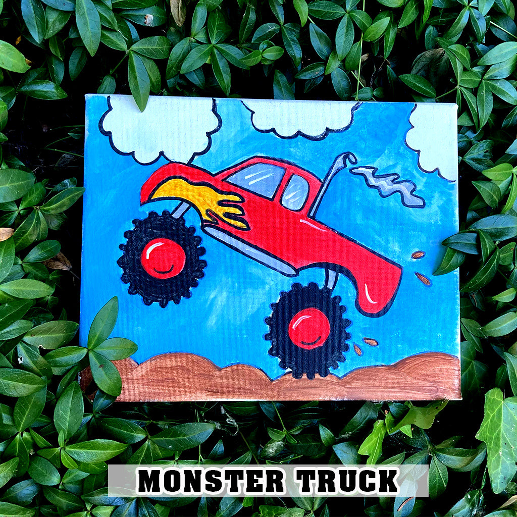 Monster Truck in Red Canvas Paint Art Kit