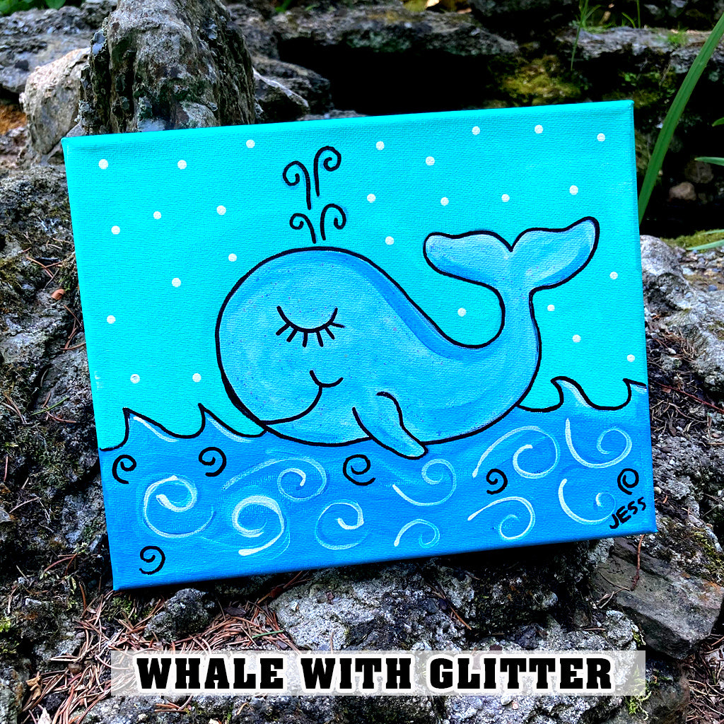 Whale with Glitter Canvas Paint Art Kit