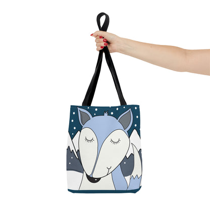 Gray Fox Winter Mountain Scene Tote Bag