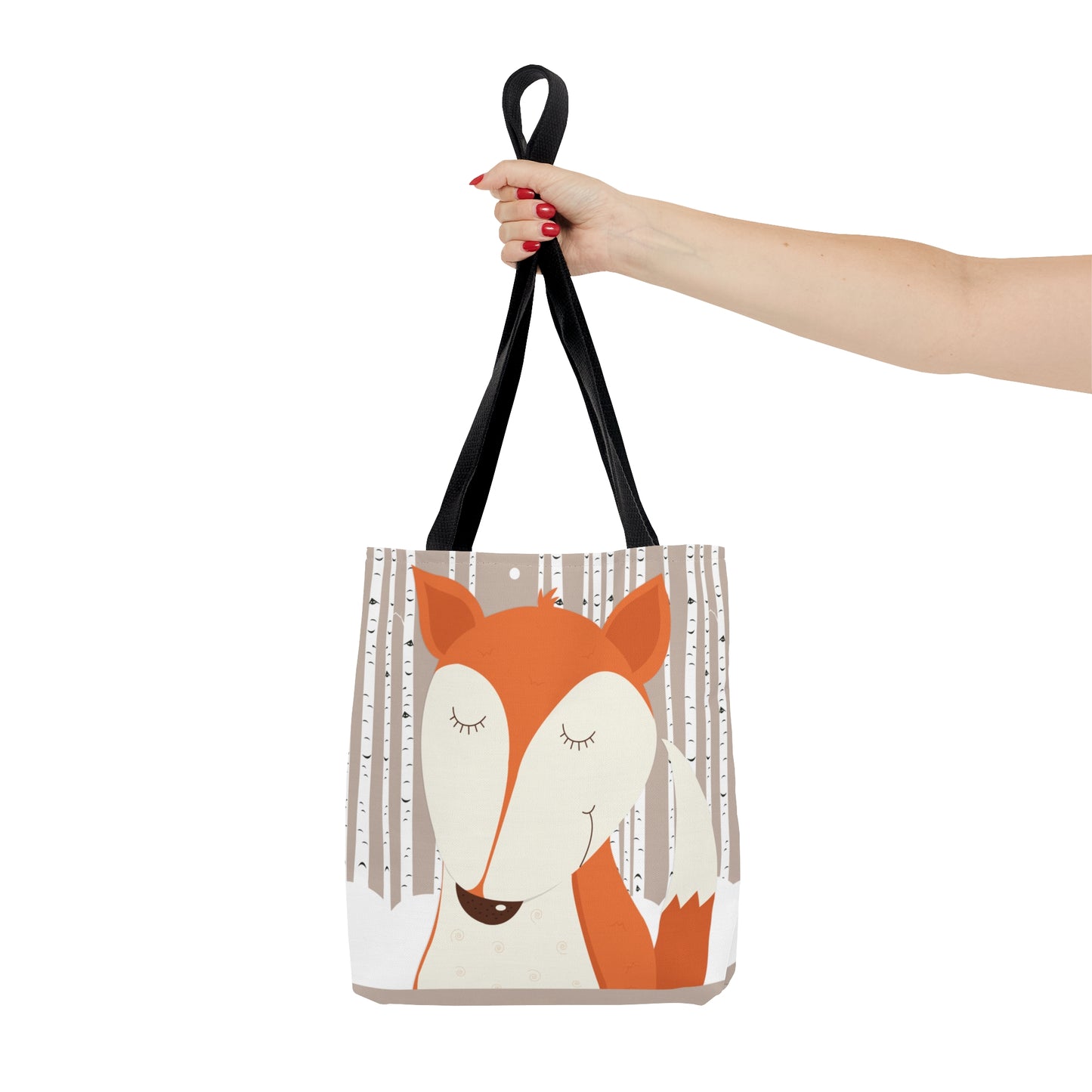 Red Fox with Birch Trees Tote Bag