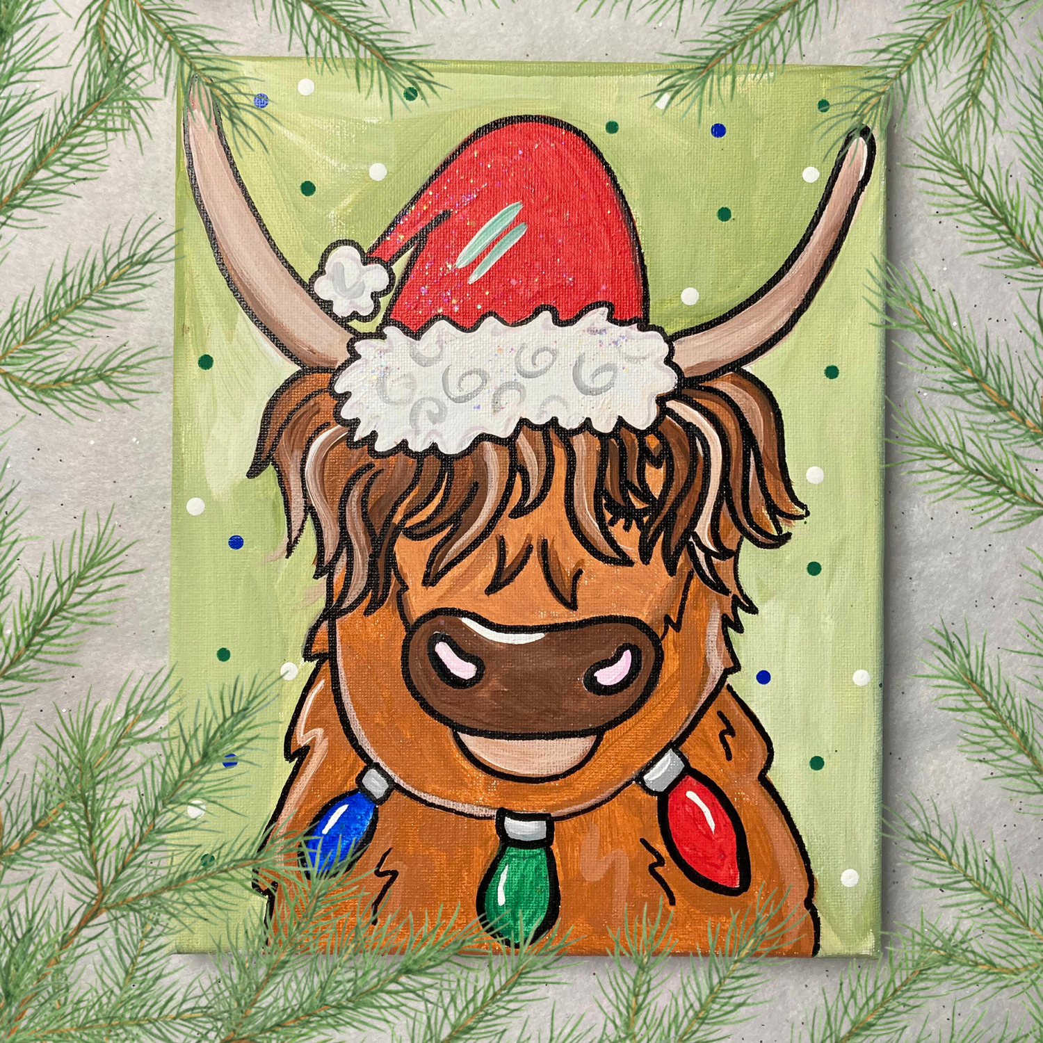 Highlander Cow Christmas Paint Template