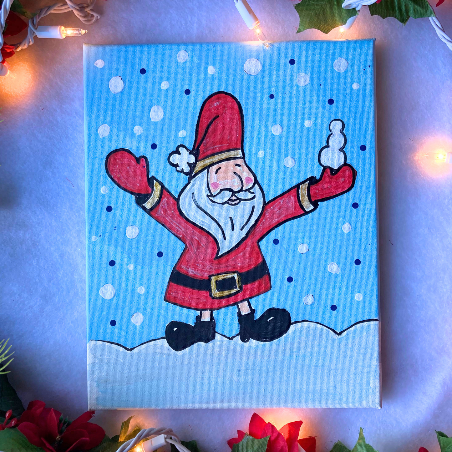 Santa in Snow Canvas Paint Kit Template