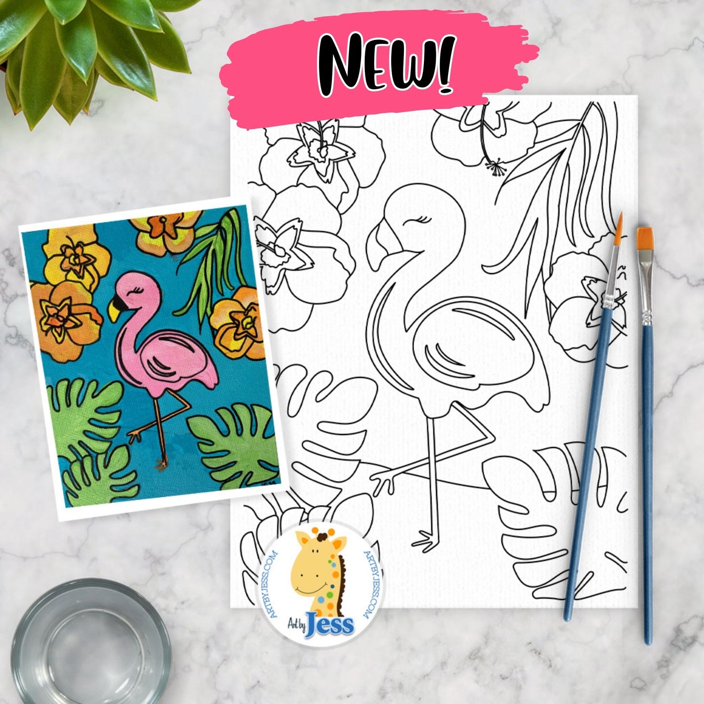 Tropical Flamingo Canvas Paint Art Kit