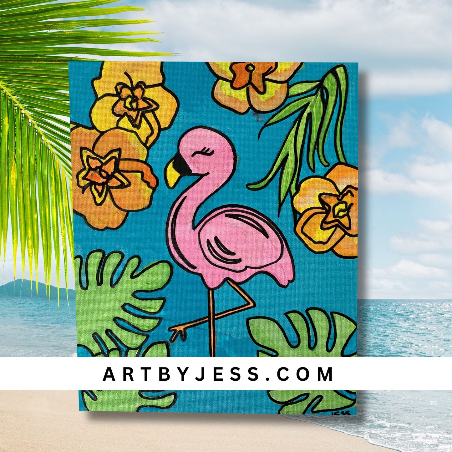 Tropical Flamingo Canvas Paint Art Kit