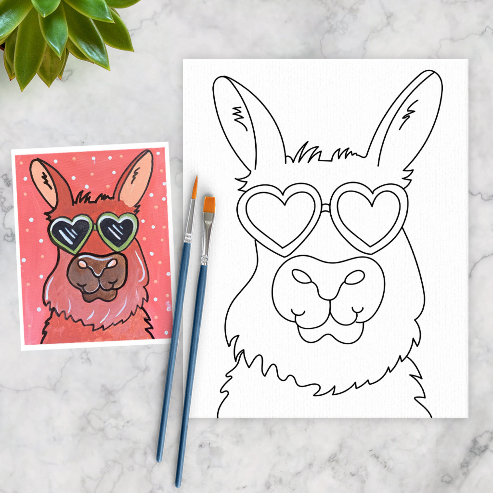 Boho Llama Canvas Art Paint Kit