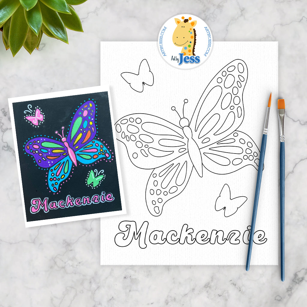 Butterfly Personalized Name Canvas Paint Kit