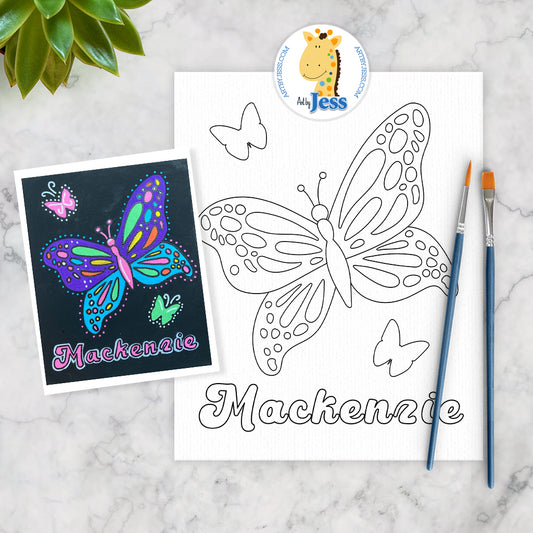 Butterfly Personalized Name Canvas Paint Kit