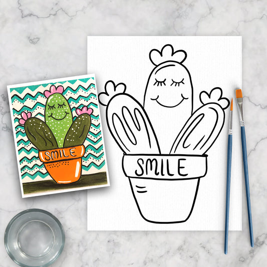 Cactus Smile Kids Canvas Art Paint Kit