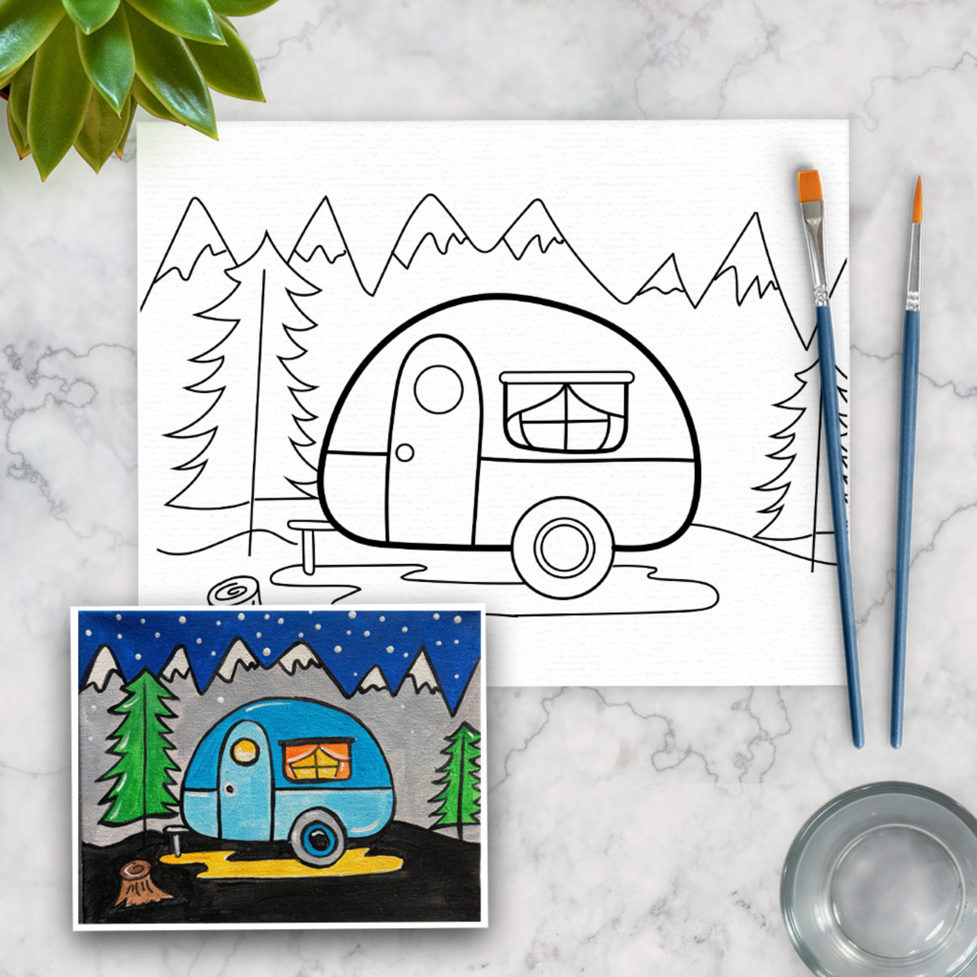 Retro Camper Kids Canvas Art Paint Kit