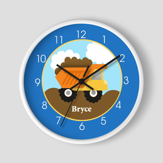 Dump Truck Primary Blue Wall Clock