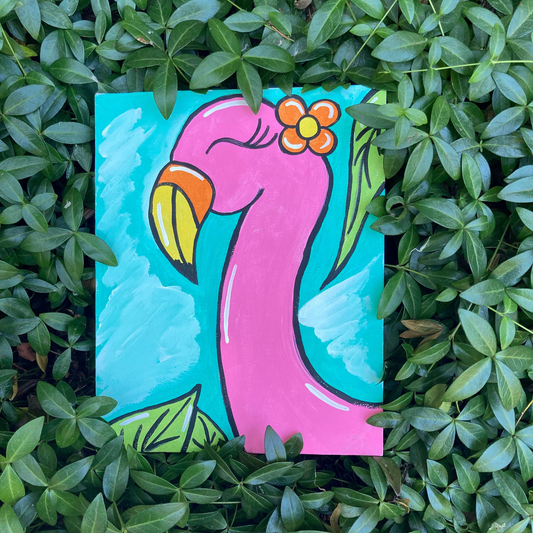 Flamingo Art Canvas Template - Paint a Pink Flamingo