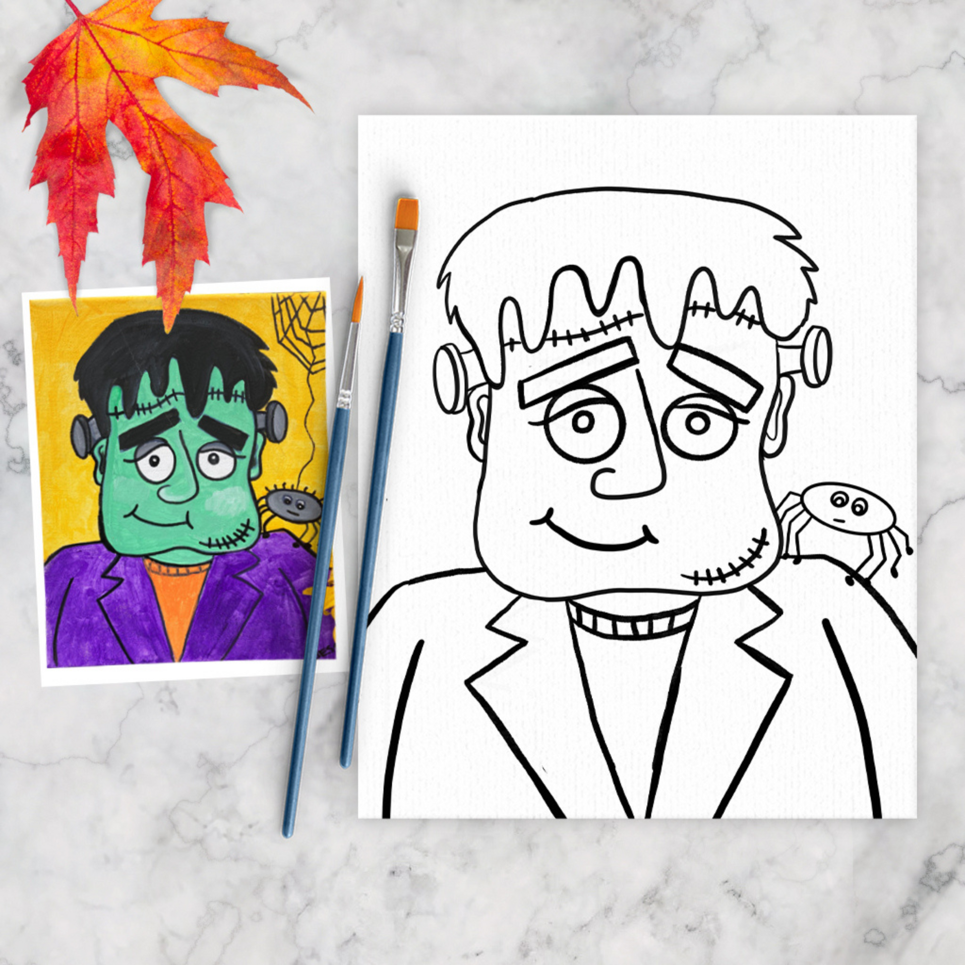 Frank the Frankenstein Halloween Kids Canvas Art Paint Kit Activity