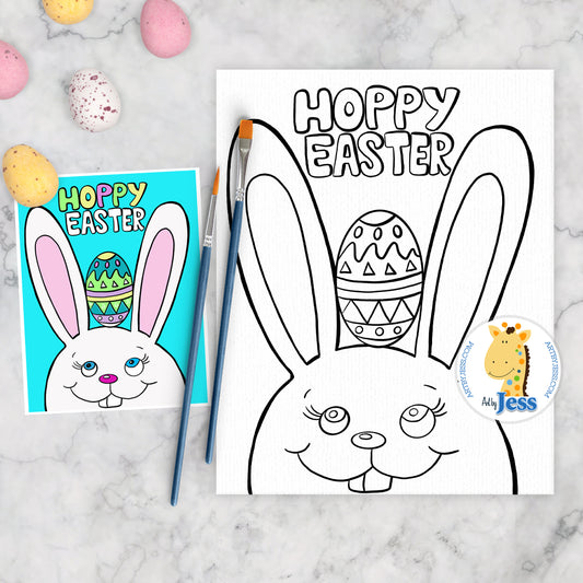 Hoppy Easter Cute Bunny with Egg Easter Theme Paint Kit