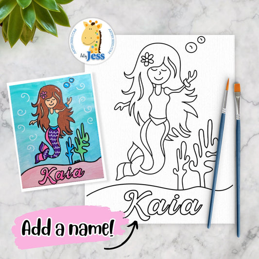 Mermaid Personalized Girls Canvas Art Paint Kit