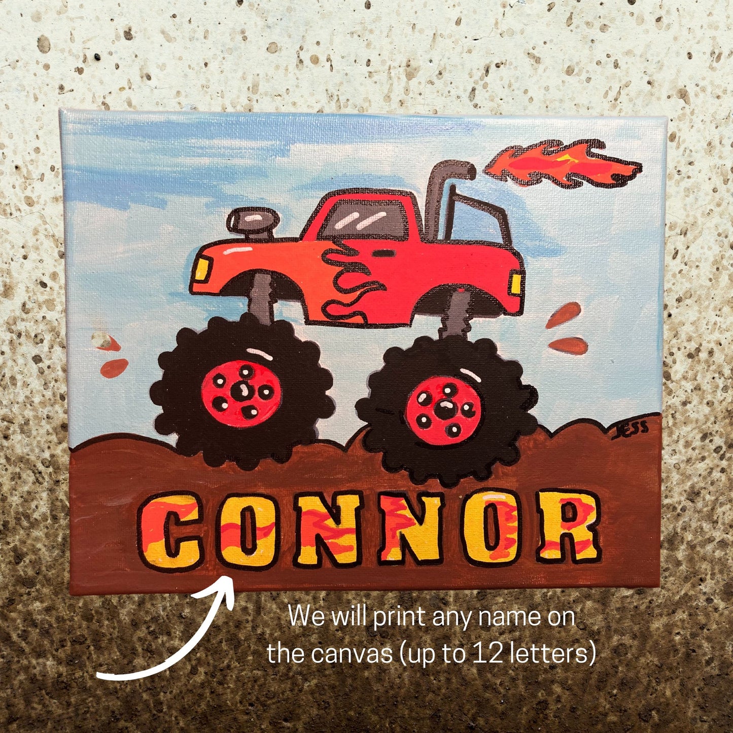 Monster Truck Personalized Name Canvas Paint Kit