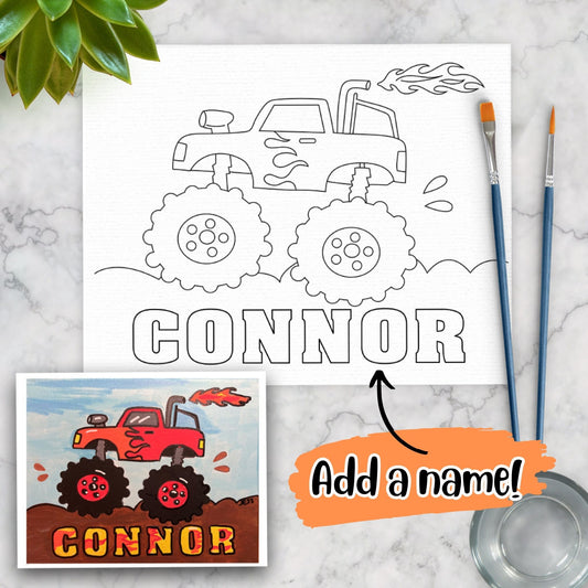 Monster Truck Boys Personalized Canvas Art Paint Kit