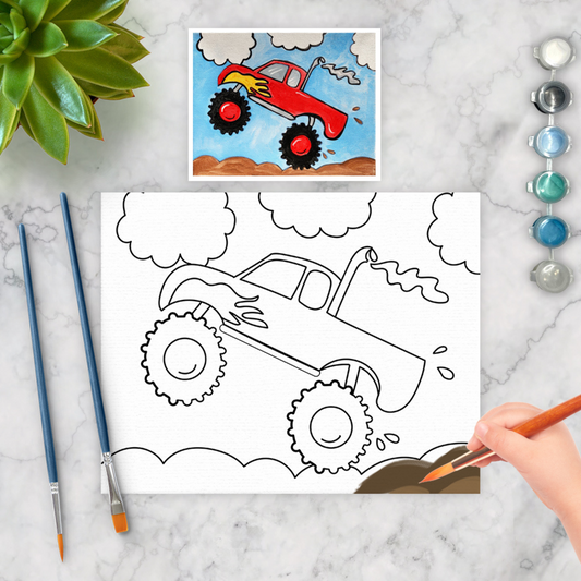 Red Monster Truck Kids Canvas Art Paint Kit