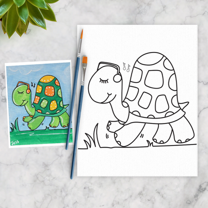 Musical Turtle Kids Canvas Art Paint Kit