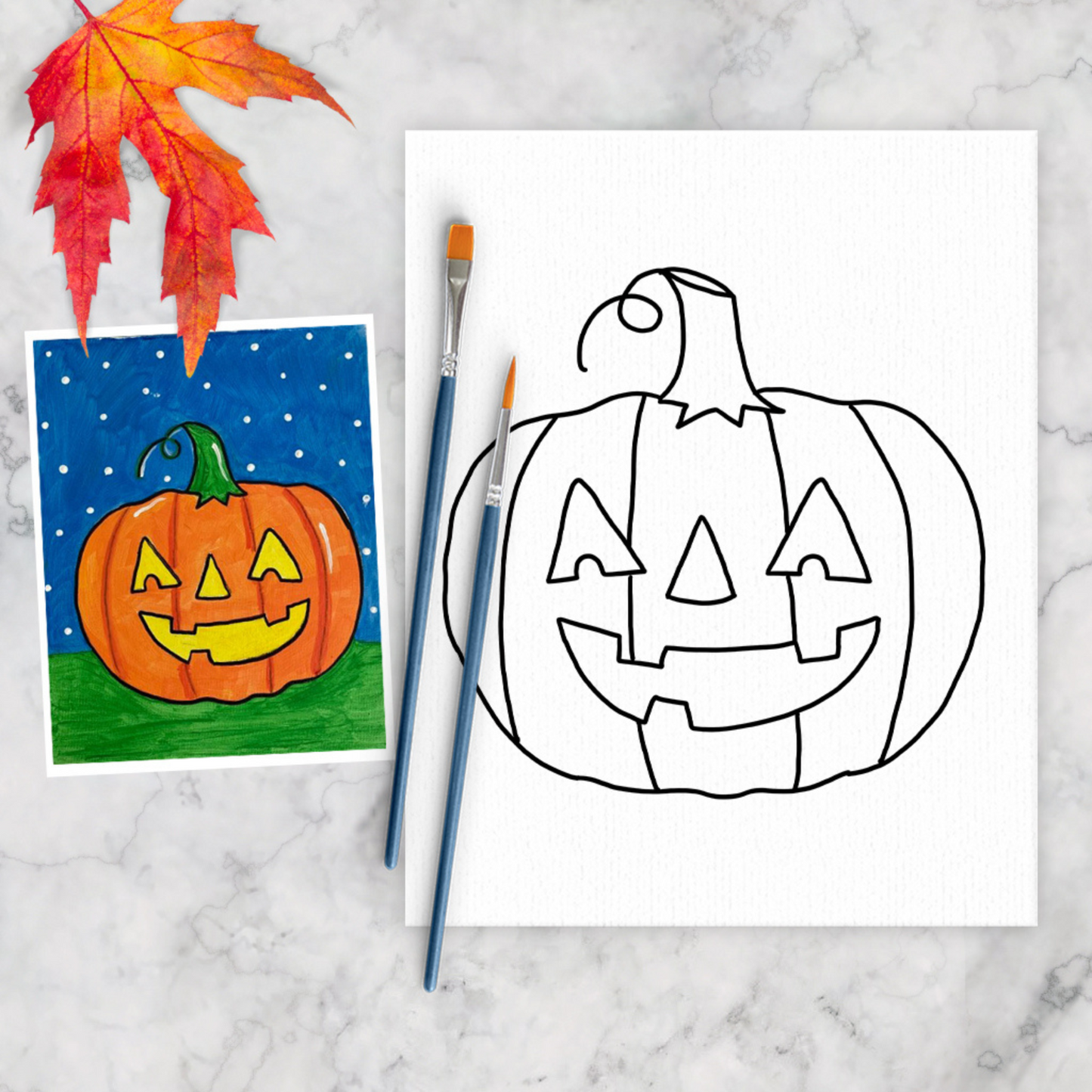 Jack O Lantern Pumpkin Halloween Kids Canvas Art Paint Kit