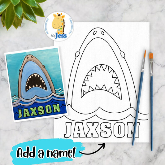 Shark with a Name Personalized Kids Canvas Paint Kit