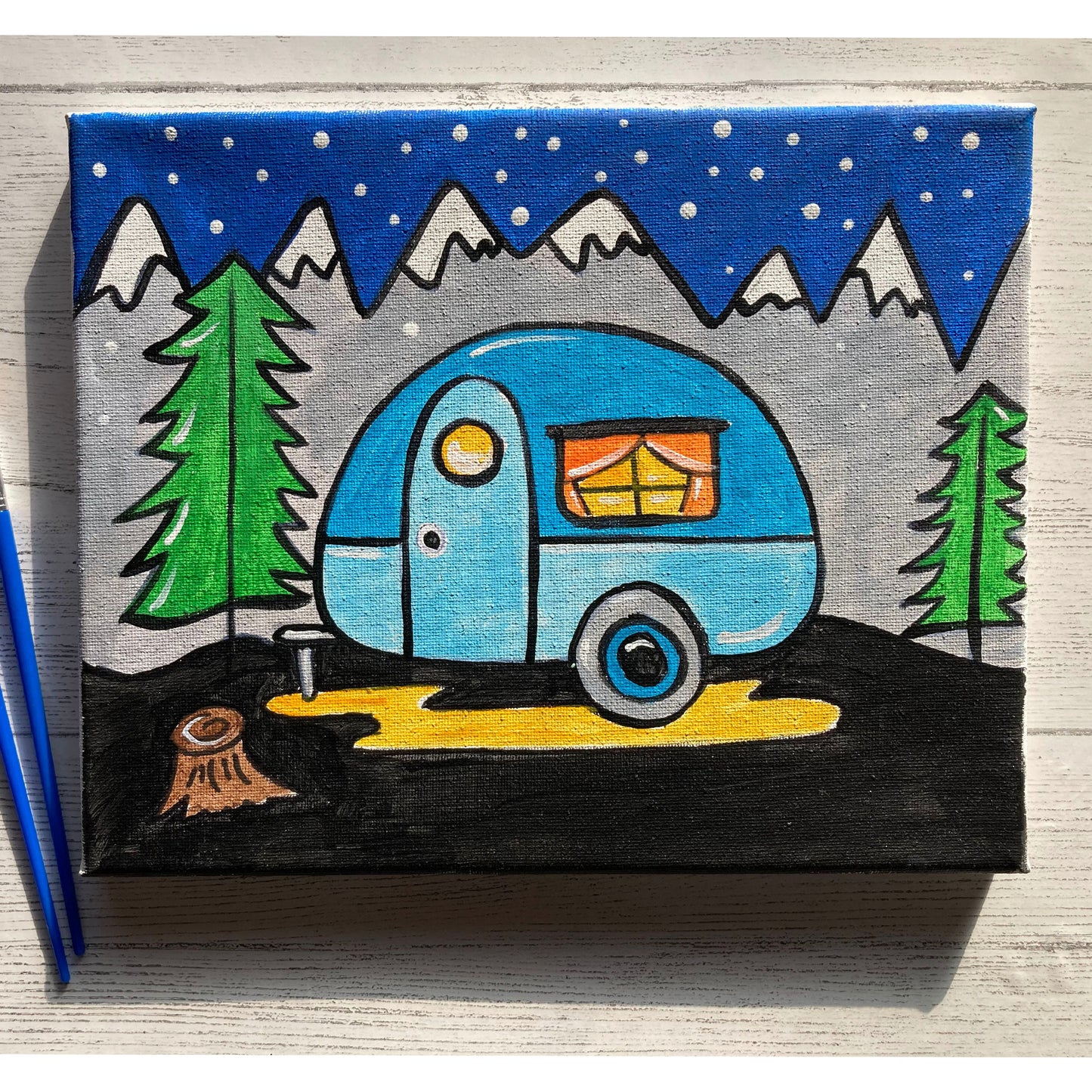 Retro RV Camper Canvas Paint Art Kit